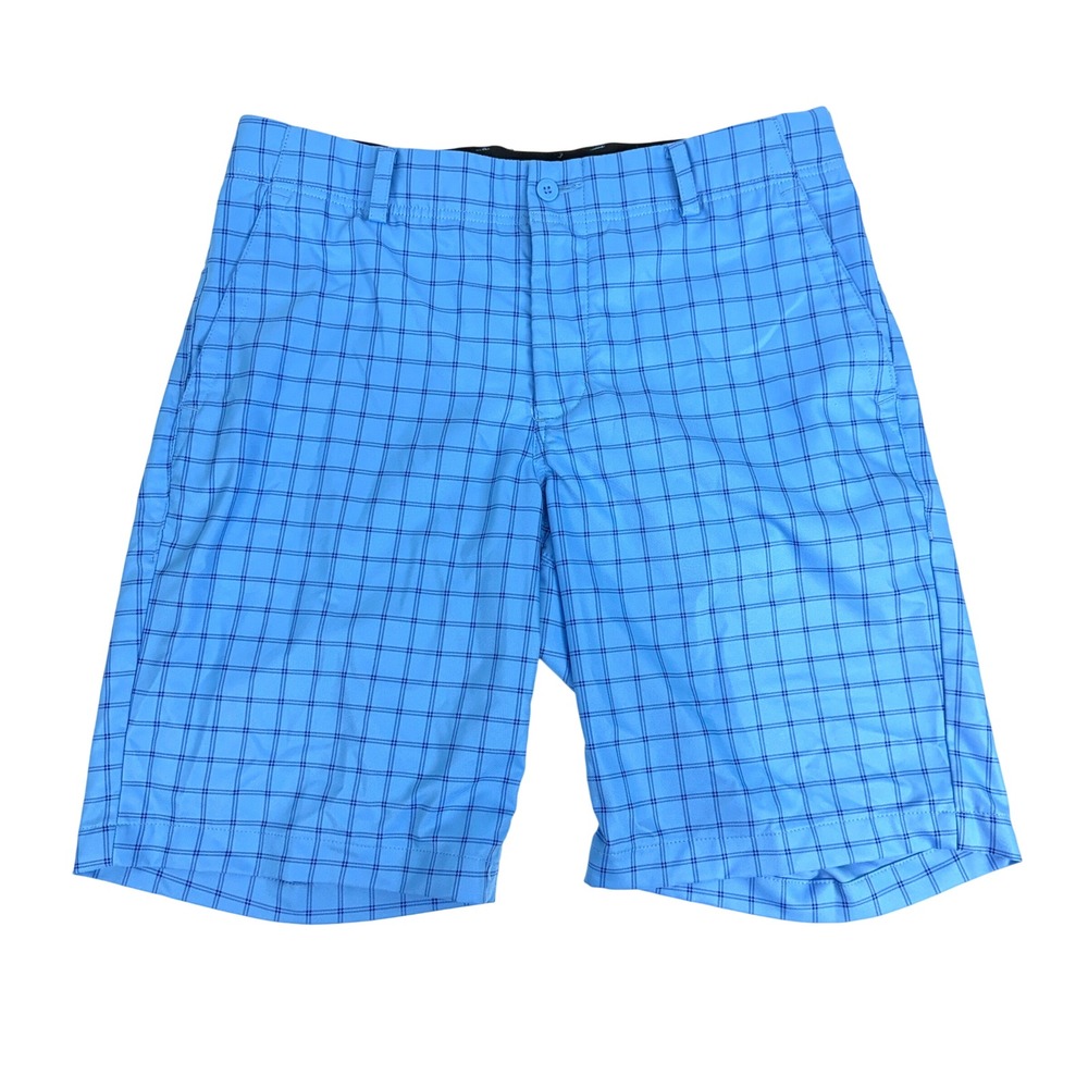 Nike Dri Fit Golf Shorts Men's 32 Blue Plaid Standard Fit Performance Athletic